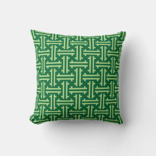 Art Deco Chinese Fret, Jade Green Throw Pillow
