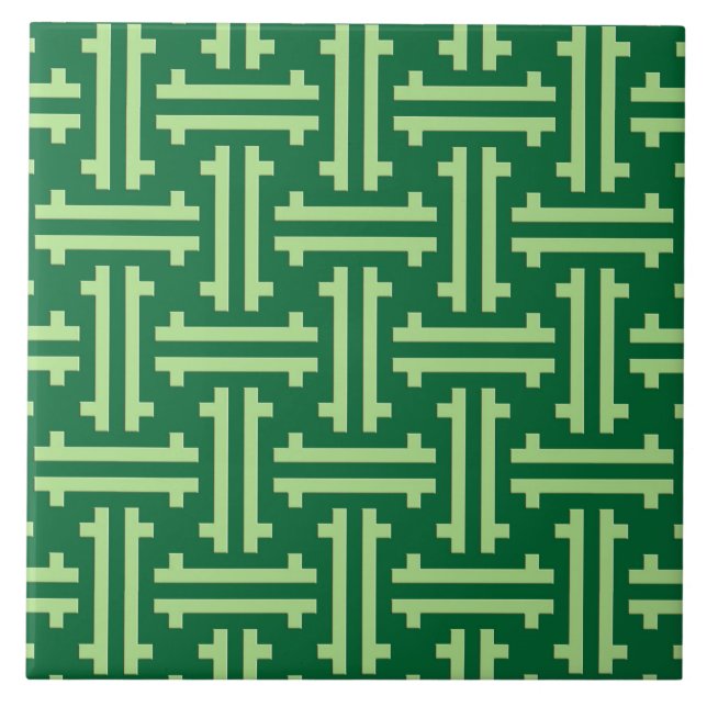 Art Deco Chinese Fret, Jade Green Tile (Front)