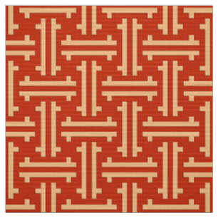 Art Deco Chinese Fret, Mandarin Orange Fabric