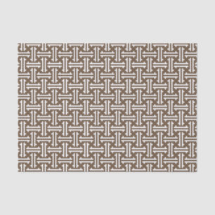 Art Deco Chinese Fret, Taupe Tan and White Tissue Paper