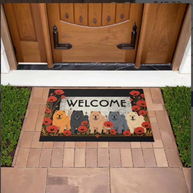 ART DECO CHOWS Smooth   - customize text Doormat (Creator Uploaded)