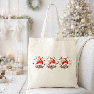 Art Deco Christmas Deer Tote Bag