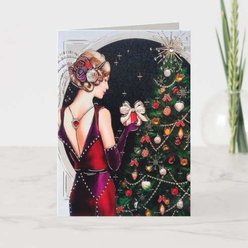 Andrea Kett Bo Peep Glittered Christmas Card - Maison Et Vie