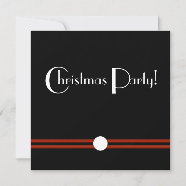 Art Deco Christmas Party in Black and White Custom Invitation (Front)