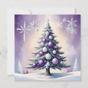 Art Deco Christmas Purple and Silver Haze  Holiday Card