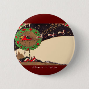 Art Deco Christmas Santa Button