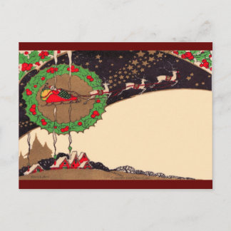 Art Deco Christmas Santa Postcard