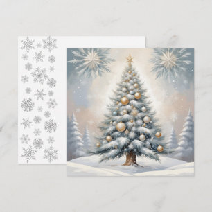 Art Deco Christmas Tree with Golden Lush Ornaments Holiday Card