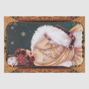 Art Deco Christmas Woman Decoupage Tissue Paper