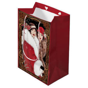 Art Deco Christmas Women in Jewellery and Furs Medium Gift Bag