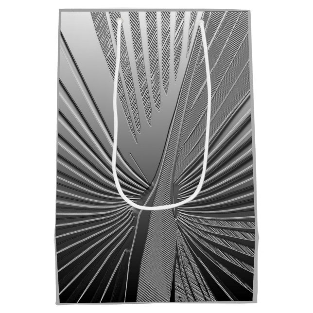 Art Deco chrome palm leaf Medium Gift Bag (Back)