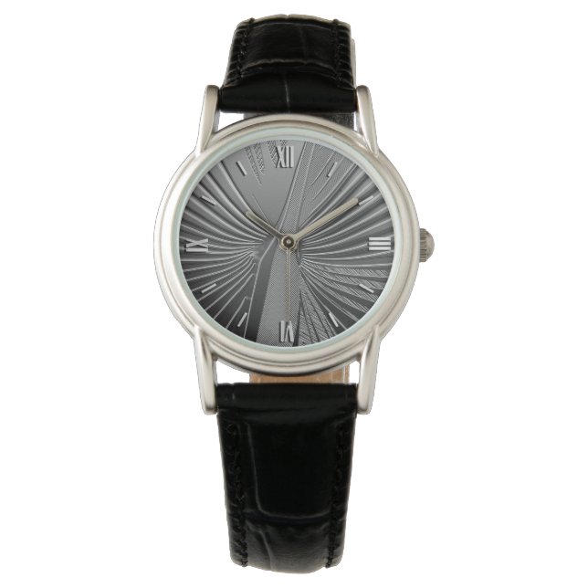 Art Deco chrome palm leaf Watch (Front)