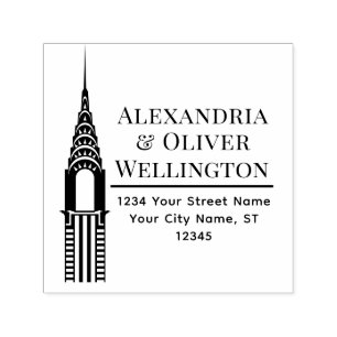 Art Deco Chrysler Building NYC Couple Self-inking Stamp