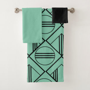 Art Deco Circles and Diamonds Bath Towel Set