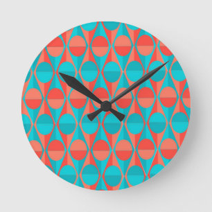 Art Deco Circles and Triangles  Round Clock