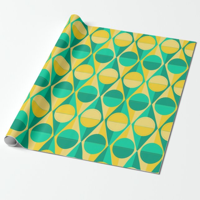 Art Deco Circles and Triangles Wrapping Paper (Unrolled)
