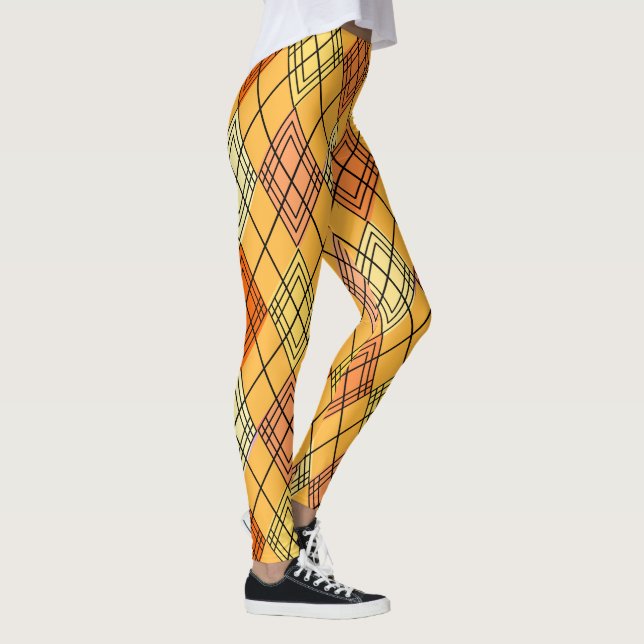 Art Deco Citrus Argyle  Leggings (Right)