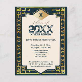 Art Deco "Class of" Your Year High School Reunion Postcard