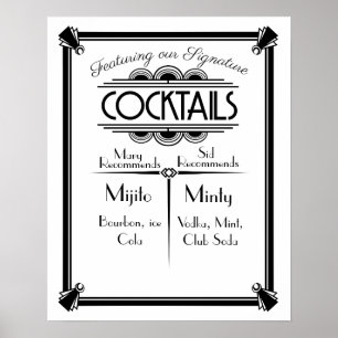 ART Deco Cocktail bar sign 1920's Gatsby Party