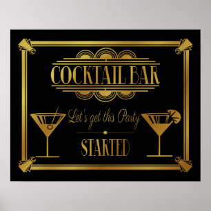 ART Deco Cocktail bar sign 1920's Gatsby Party