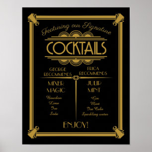 Art Deco cocktail sign, signature, bar sign