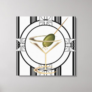 Art Deco Cocktails Wall Canvas Print
