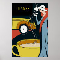 Art Deco Coffee Time Thanks Poster
