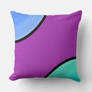Art Deco Colour Block Violet Blue Seafoam and Blac Throw Pillow