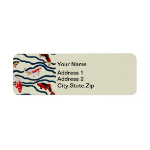 Art Deco Colourful Carp Swimming Navy Decor