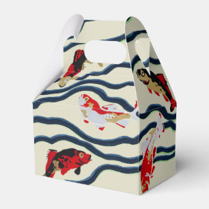 Art Deco Colourful Carp Swimming Navy Decor Favor Box