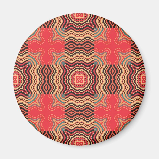 Art Deco Colourful Swirl Retro Abstract Art Magnet (Front)