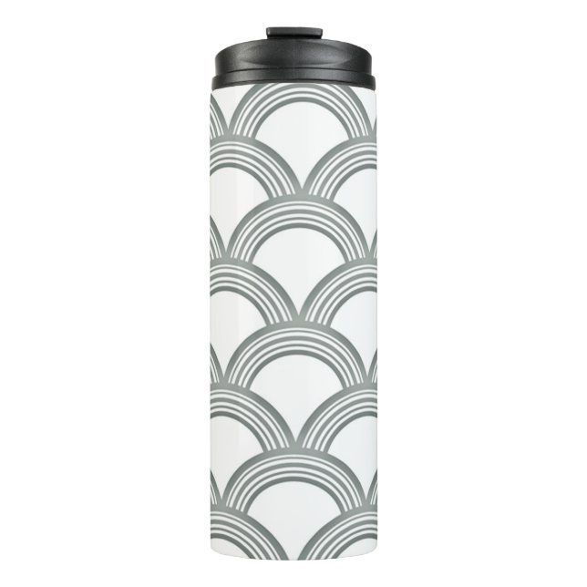 Art Deco Concentric Circles Grey Thermal Bottle (Front)