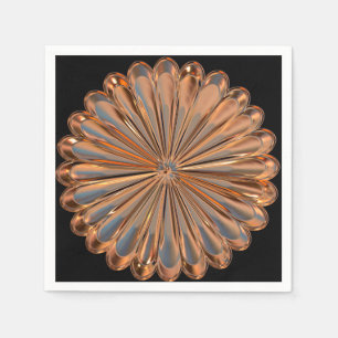 Art deco copper and black fan shell design napkin