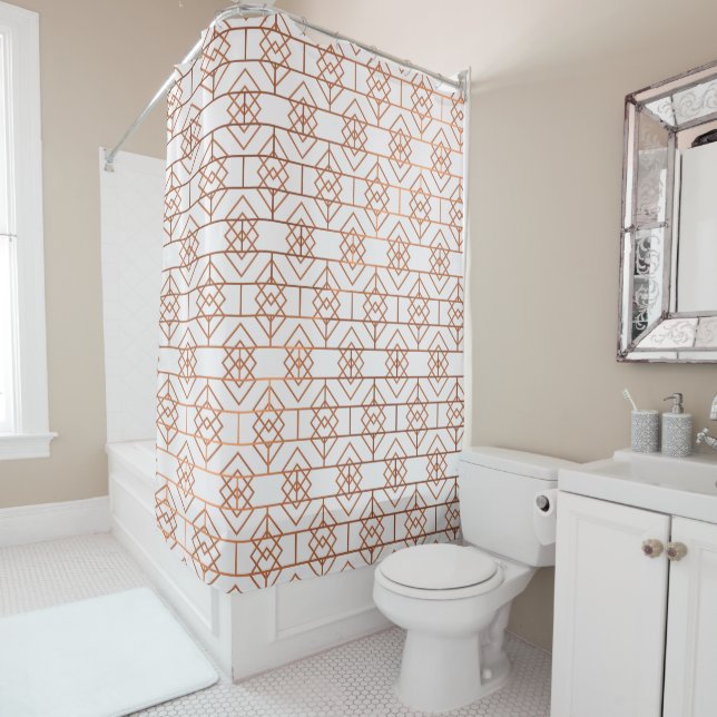 Art Deco Copper Pattern Shower Curtain (In Situ)