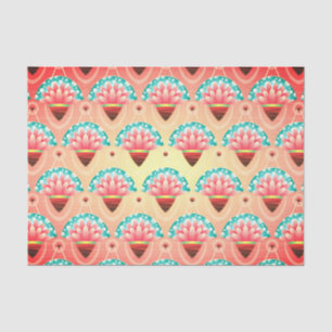 Art deco coral pink flower tissue paper