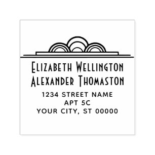 Art Deco Couple Two Name #3 Ret Address Embosser Self-inking Stamp