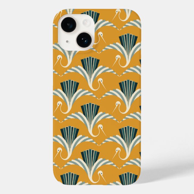 Art Deco Crane - yellow background Case-Mate iPhone Case (Back)