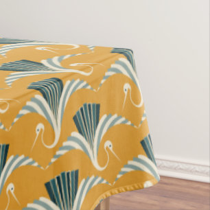 Art Deco Crane - yellow background  Tablecloth