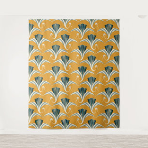 Art Deco Crane - yellow background Tapestry