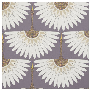 art deco cranes plum fabric