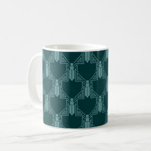 Art Deco Crickets - Dark Peacock Blue Coffee Mug