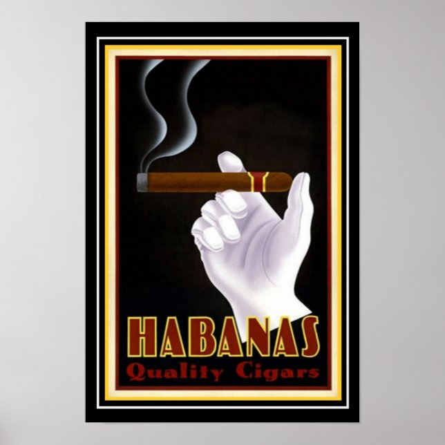 Art Déco Cubain "Habanas" Cigar Ad 13 x 19 (Devant)