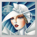 Art Deco Cubism Blue Eyes Woman Portrait Poster<br><div class="desc">Art deco neoclassical cubism - portrait of a 1920s blonde woman with blue eyes</div>