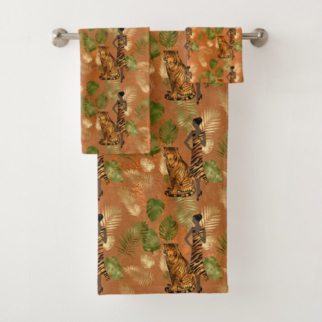 Art Déco Cuivre Vert Or Tiger Dame (En situation)