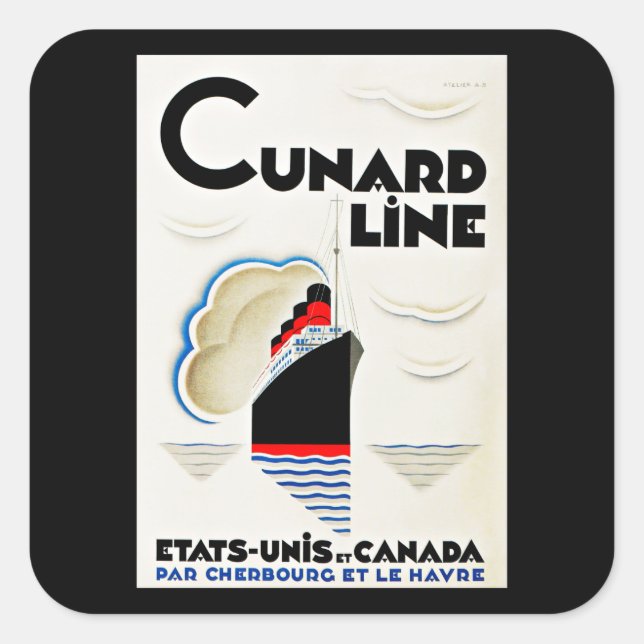 Art Deco Cunard Line Square Sticker (Front)