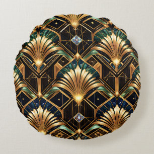 Art deco cushion gold emerald black geometric luxu