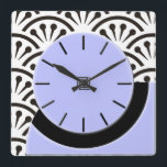 Art Deco Cut-A-Way Periwinkle and Black Square Wall Clock<br><div class="desc">Concept of Cut-A-Way Wall Clock was based on a small vintage table clock found at a flea market. The original artist & manufacturer are unknown. The original digital painting for this clock captures the look of the original plastic with the suggestion of depth. Behind clock is a black and white...</div>