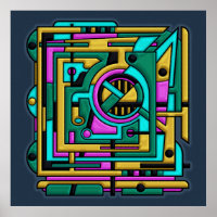 Art Deco Cyberpunk Geometric Fusion