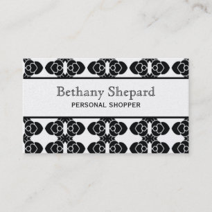 Art Deco Damask Business Card, Black Business Card