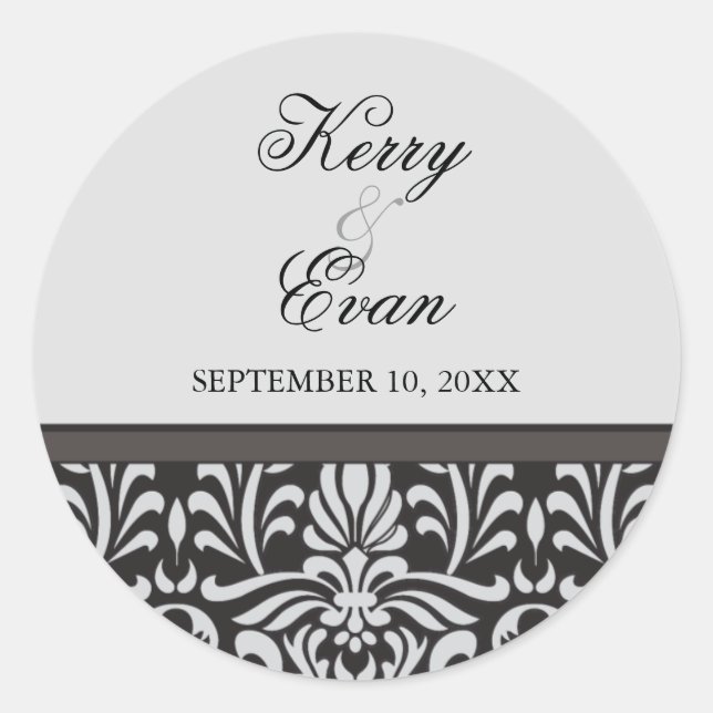 Art Deco Damask Wedding Sticker (Front)